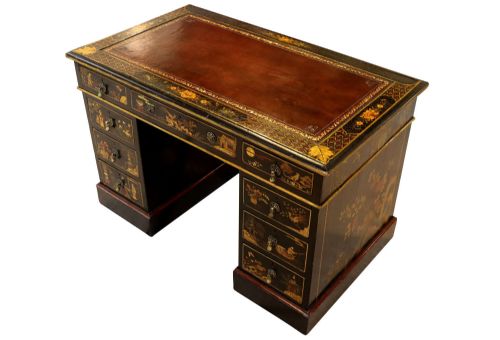 Victorian Chinoiserie Style Twin Pedestal Desk – Circa 1880