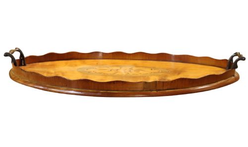GEORGIAN INLAID MAHOGANY OVAL TRAY - ADDITIONAL PHOTO 1