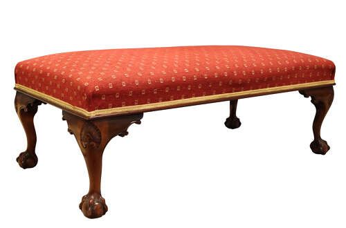 A Large Mahogany Upholstered Chippendale Style Footstool, Circa 1890