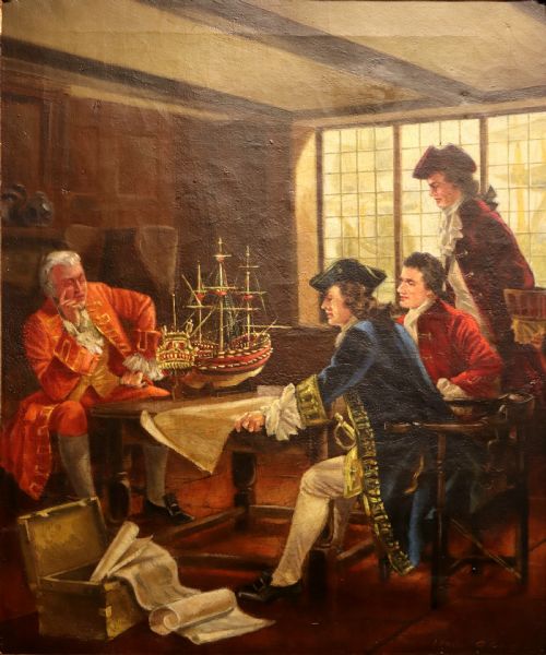 “Naval Consultation” — Oil on Canvas by Leonard D. Gard (British, Fl. 1920–1940)