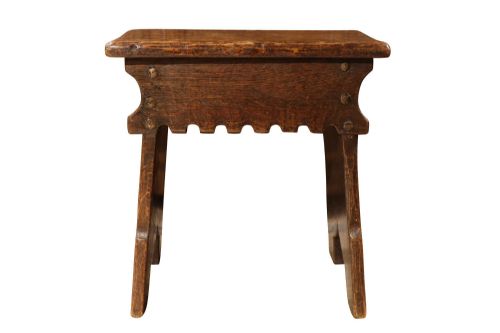 ENGLISH OAK FIVEPLANK STOOL PEGGED CONSTRUCTION CIRCA 1900