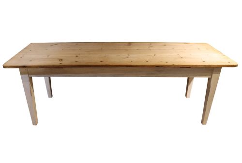 LARGE ANTIQUE SCRUBBED PINE KITCHEN TABLE ON SQUARE SECTION SUPPORTS CIRCA 1900 - ADDITIONAL PHOTO 1