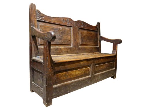 18TH CENTURY OAK BOXSEATED SETTLE FRENCH CIRCA 1780