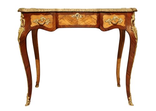 FINE LOUIS XVI STYLE ORMOLU MOUNTED KINGWOOD TULIPWOOD VENEERED SIDE TABLE CIRCA 1880 - ADDITIONAL PHOTO 6
