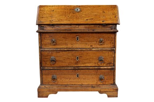 RARE EARLY 18TH CENTURY WALNUT BUREAU WITH ORIGINAL IRONWORK CIRCA 1720