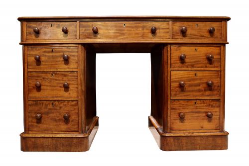 FINE VICTORIAN MAPLE CO PEDESTAL DESK
