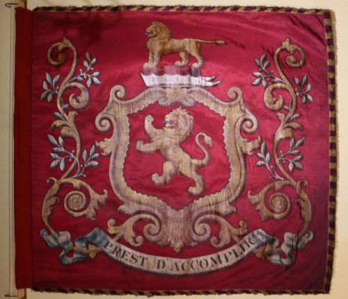 VICTORIAN PAINTED SILK BARGE PENNANT TALBOT COAT OF ARMS 1877