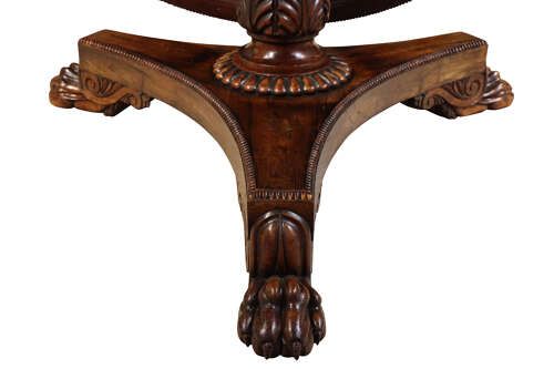 SUPERB WILLIAM IV ROSEWOOD CIRCULAR BREAKFAST TABLE WITH LION PAW FEET C1830 - ADDITIONAL PHOTO 1