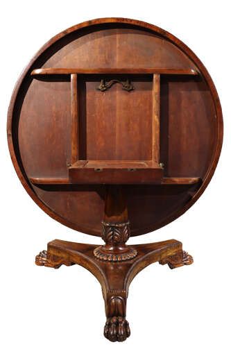 SUPERB WILLIAM IV ROSEWOOD CIRCULAR BREAKFAST TABLE WITH LION PAW FEET C1830 - ADDITIONAL PHOTO 2