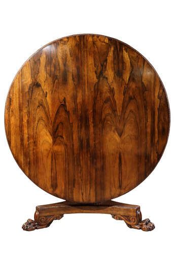 SUPERB WILLIAM IV ROSEWOOD CIRCULAR BREAKFAST TABLE WITH LION PAW FEET C1830 - ADDITIONAL PHOTO 3
