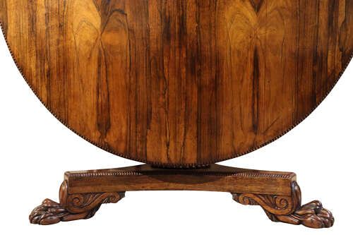 SUPERB WILLIAM IV ROSEWOOD CIRCULAR BREAKFAST TABLE WITH LION PAW FEET C1830 - ADDITIONAL PHOTO 4