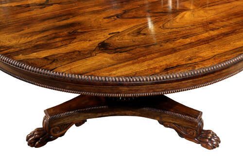 SUPERB WILLIAM IV ROSEWOOD CIRCULAR BREAKFAST TABLE WITH LION PAW FEET C1830 - ADDITIONAL PHOTO 5