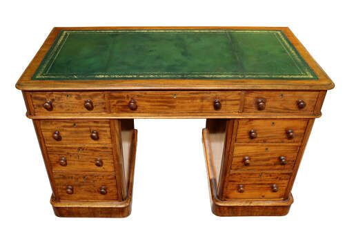 FINE VICTORIAN MAPLE CO PEDESTAL DESK - ADDITIONAL PHOTO 2