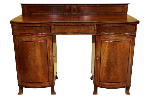 Regency Mahogany Bow Front Pedestal Sideboard, Circa 1820