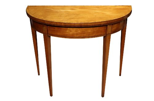 George III Satinwood and Kingwood Crossbanded Demi-lune Card Table, Circa 1800