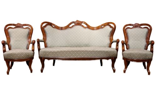 Fine Continental Walnut Three-piece Salon Suite Circa 1890