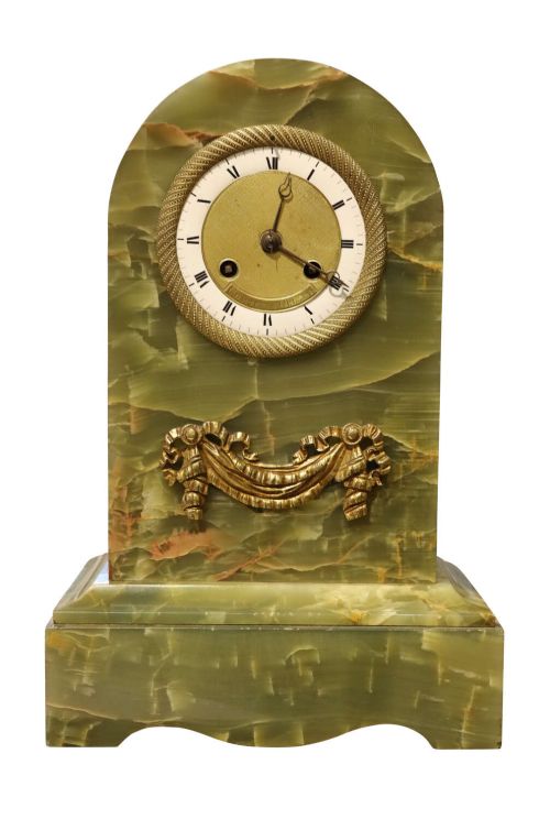 Fine Early 19th Century French Green Onyx Mantel Clock by Charles À Orléans, Circa 1830