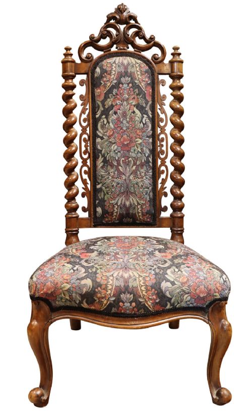Decorative Victorian Carved Walnut and Tapestry Upholstered Chair, circa 1870