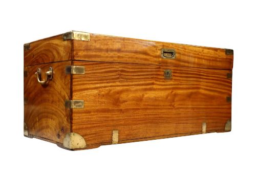 19th Century Camphor Wood and Brass-bound Campaign Trunk, Circa 1880
