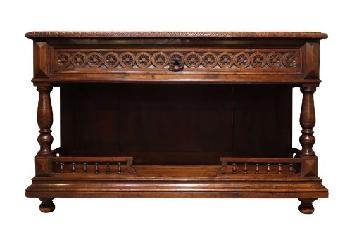 A Henri II Style French Carved Oak Enfilade with Marble Top, Circa 1870