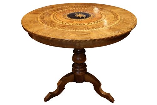 Fine Italian Sorrento Walnut Marquetry and Parquetry Occasional Table, Circa 1900
