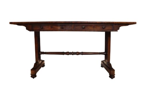Fine William IV Rosewood Library Table with Drawers, Circa 1830