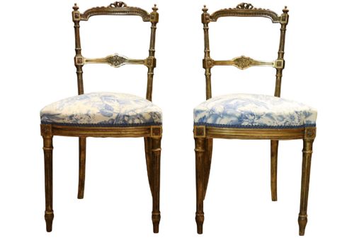 Pair of French Giltwood Salon Chairs in the Louis XVI Style, Early 20th Century