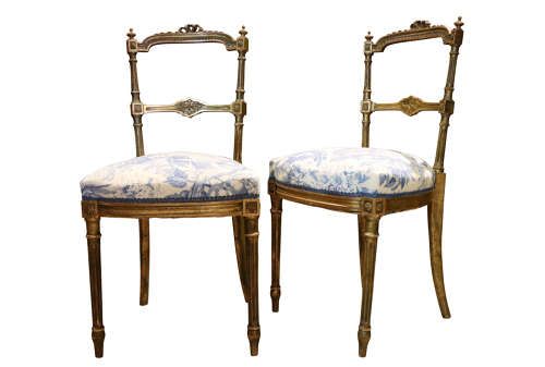 fig 1. Pair of French Giltwood Salon Chairs in the Louis XVI Style, Early 20th Century