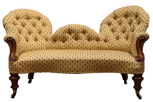 Victorian Mahogany Double-ended Settee, Circa 1860