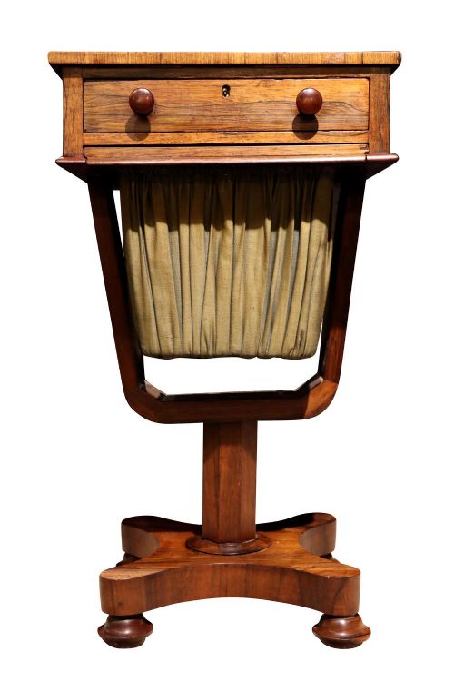 William IV Rosewood Pedestal Sewing Table, Circa 1830