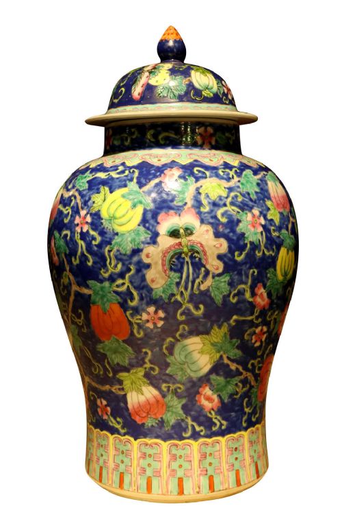 Large Decorative Chinese Porcelain Ginger Jar and Cover – Circa 1970