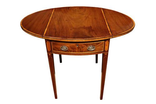 fig 1. A Fine William IV Mahogany Oval Pembroke Table with Satinwood Crossbanding, Circa 1830