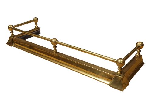 Early 20th Century Brass Fireplace Fender with Ball Finials