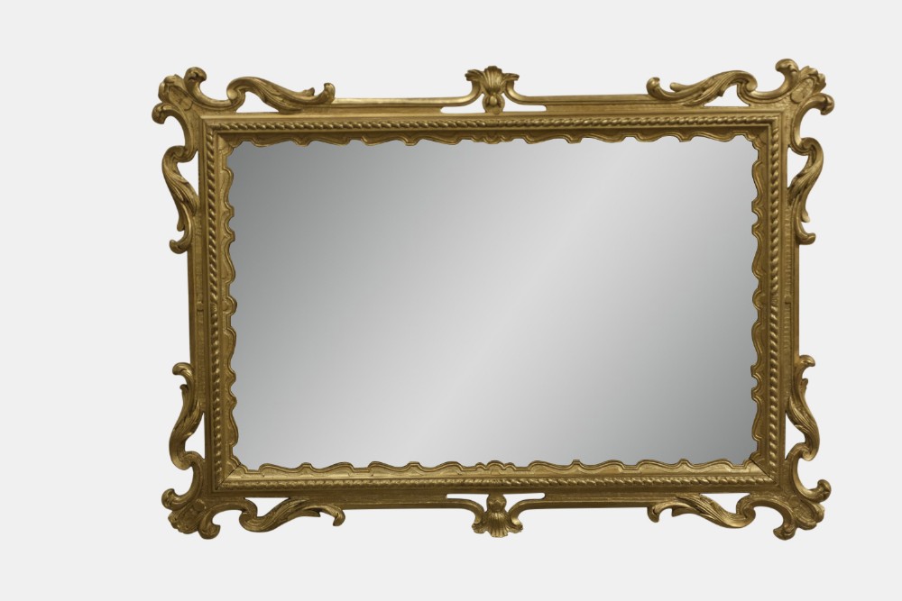 Wood Framed Rectangular Gilt Mirror