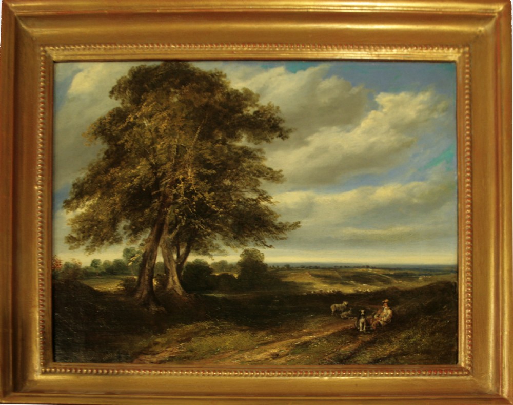 Landscape of Shepherd, Dog and Flock
