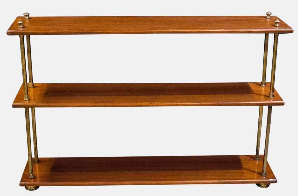 Set of Mahogany & Brass Shelves