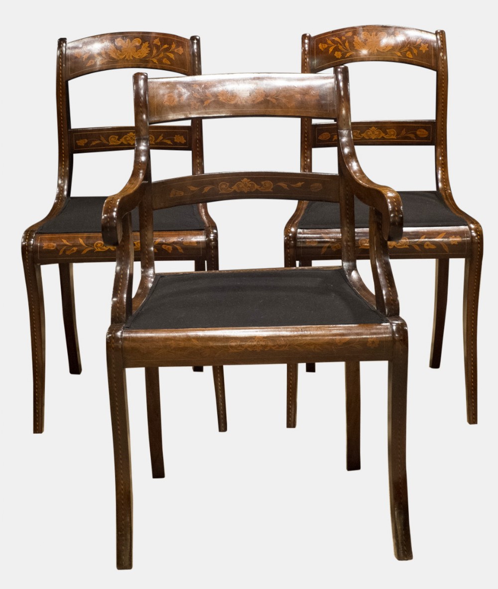  Set of 6 Dutch Marquetry Dining Chairs