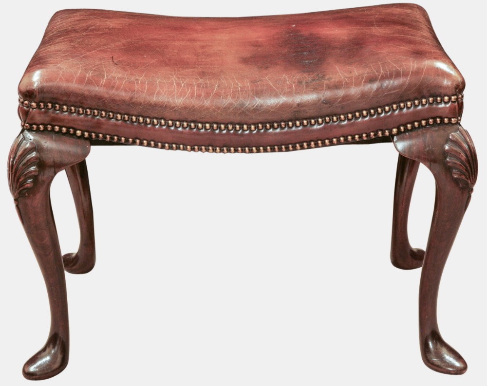 Walnut & Leather Topped Stool