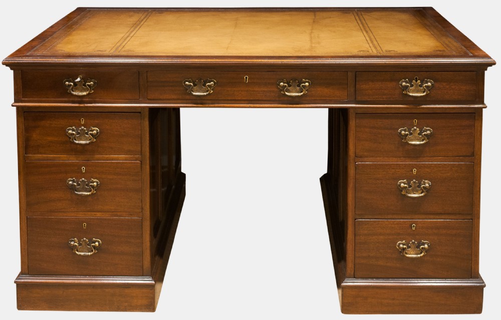 Paneled Mahogany Pedestal Desk