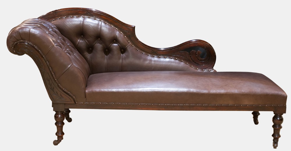 Victorian Chaise Longue with Leather Upholstery