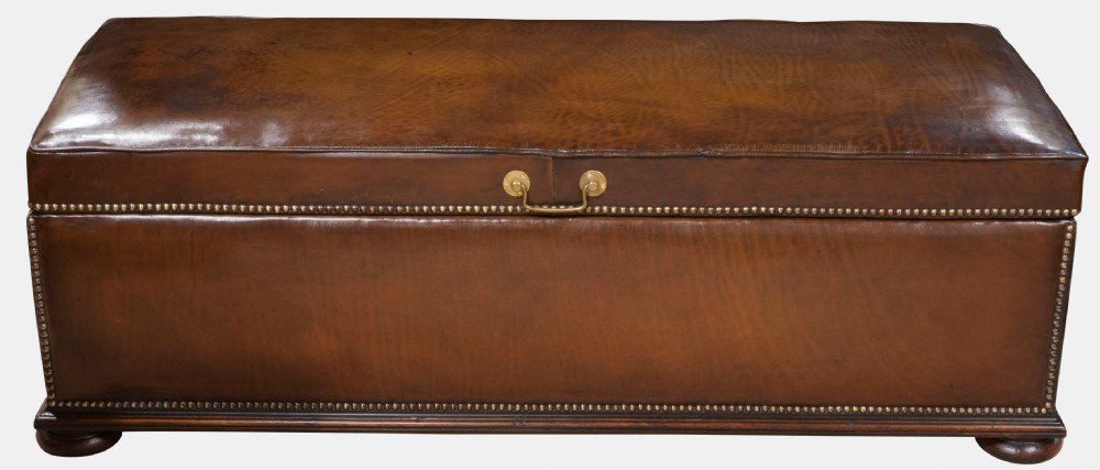 Leather Covered Ottoman