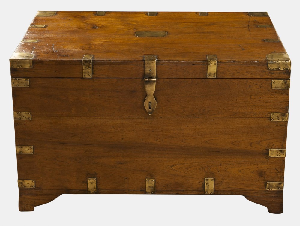 Brass Band Teak Trunk