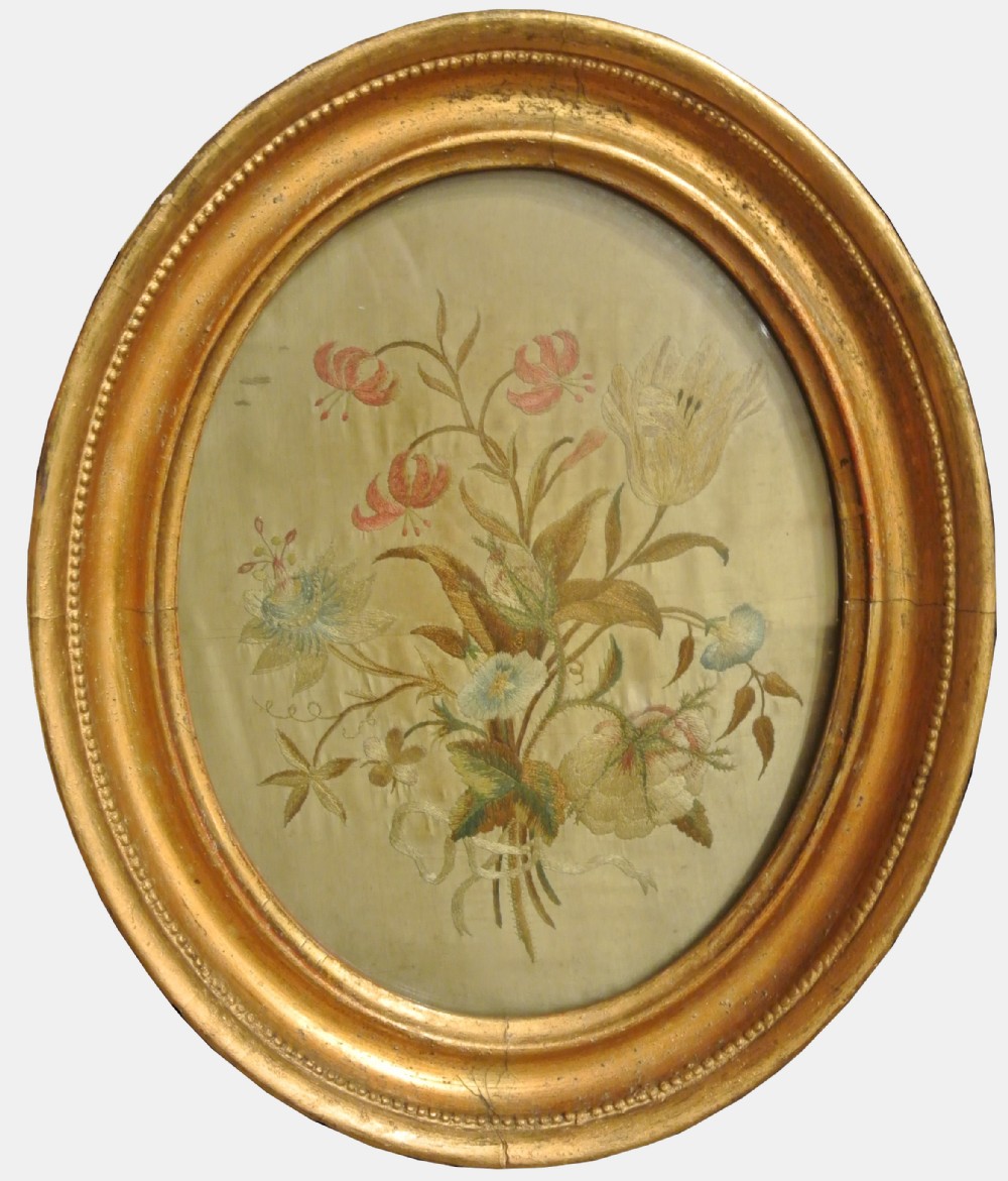 Decorative Silk Embroidery of Flowers
