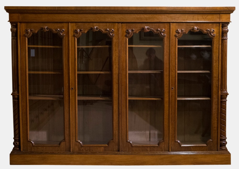 Figured Oak 4 Door Bookcase