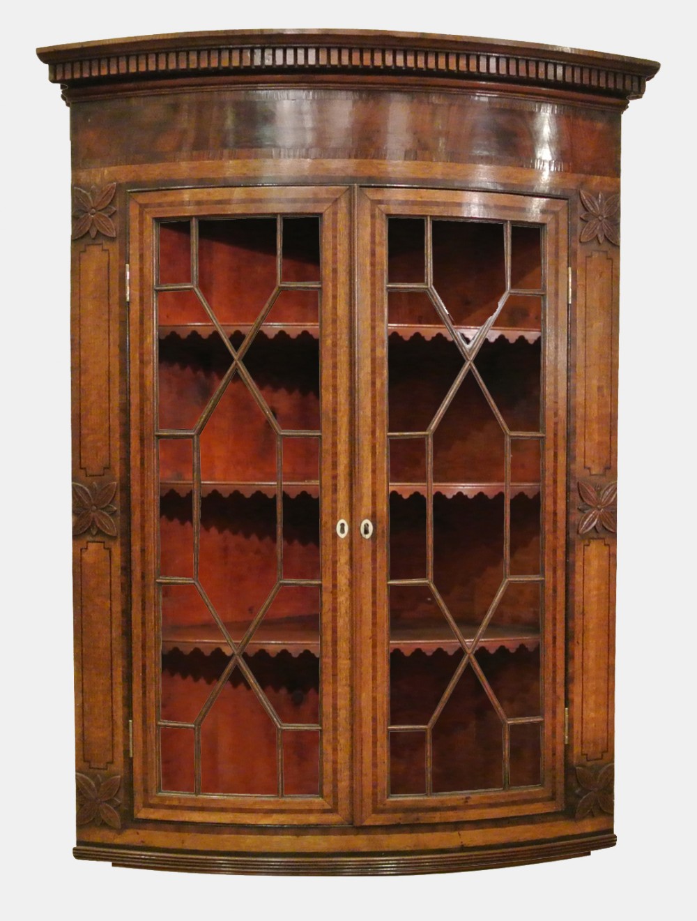 Bow Fronted Glazed Corner Cabinet