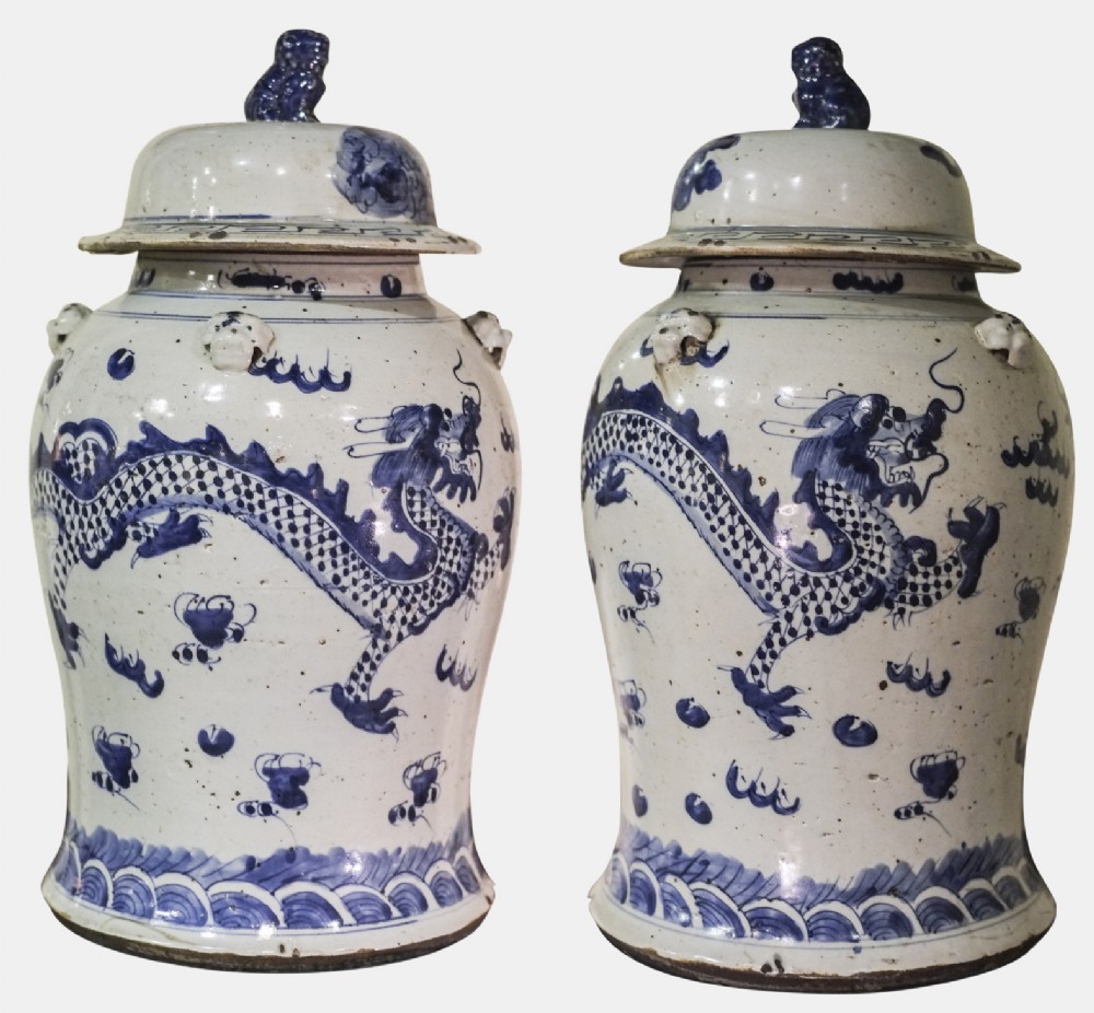 Pair of Chinese Baluster Temple Vases