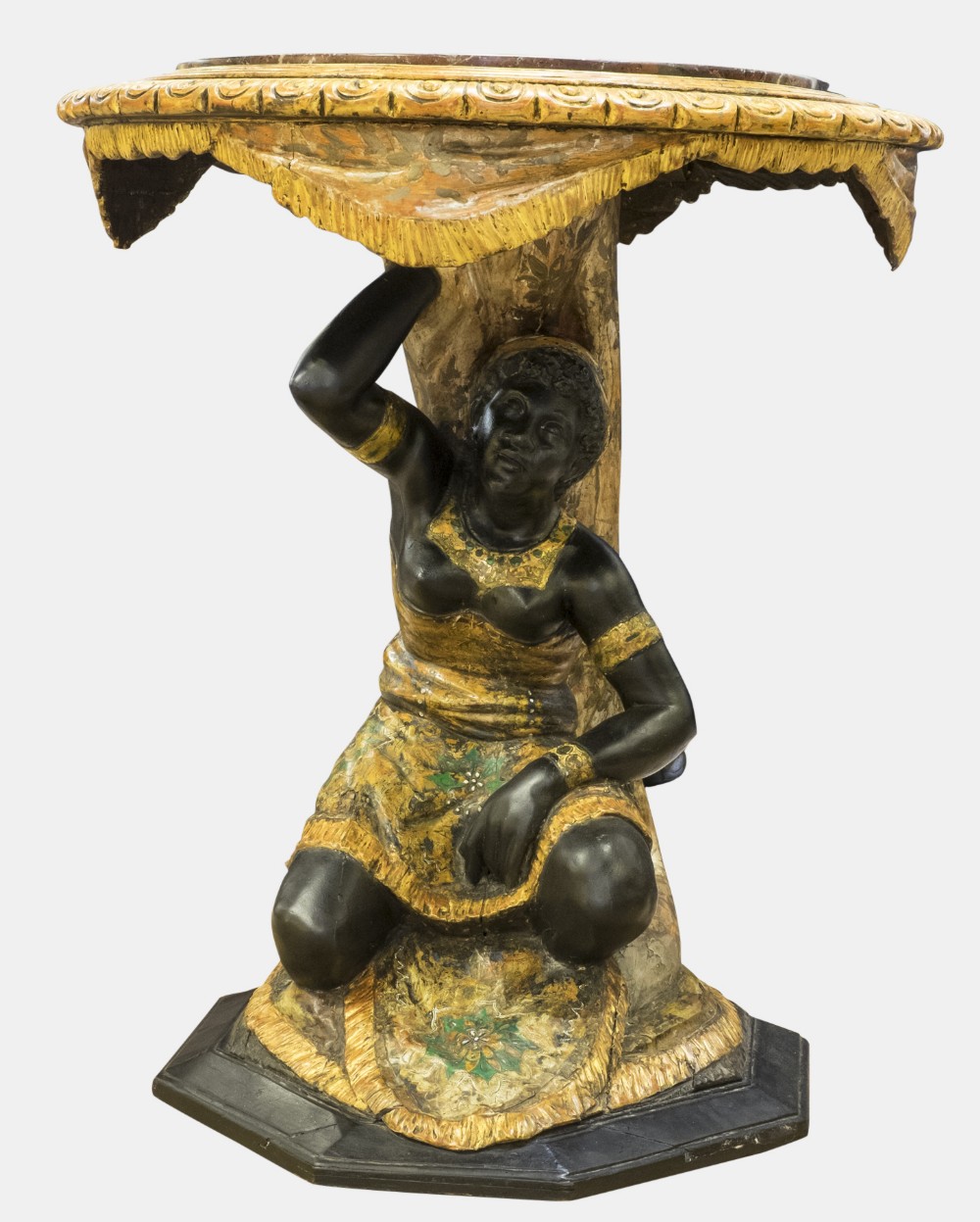 Centre Table Supported by Female Seated Blackamoor Figure