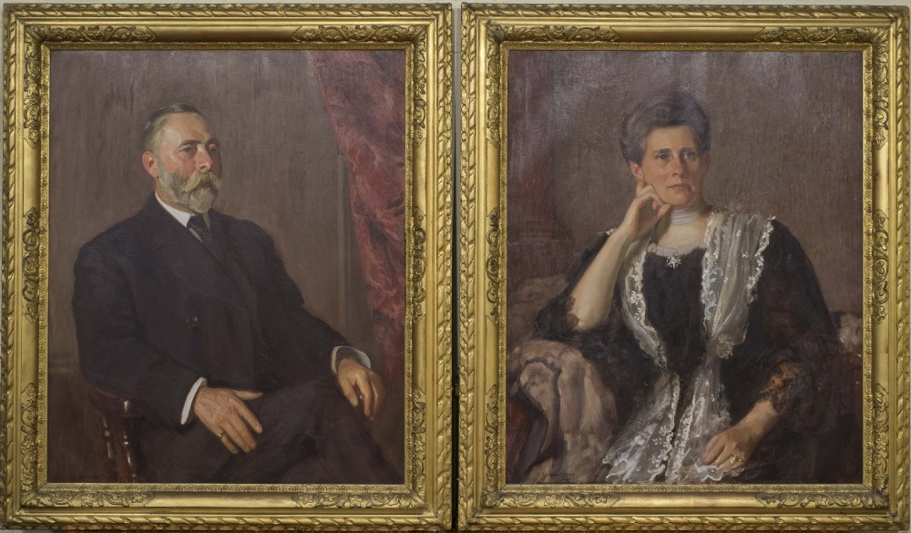 Pair of Edwardian Portraits of Gentleman & Wife