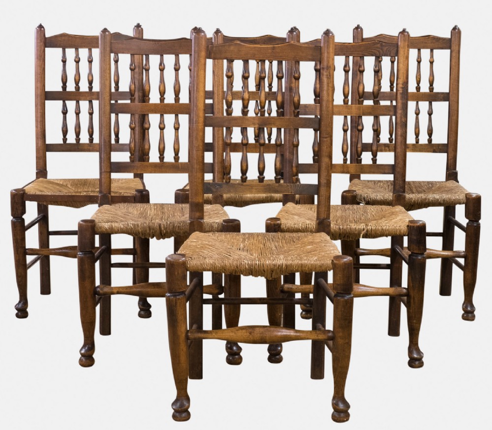 Set of 6 Spindle Back Country Chairs
