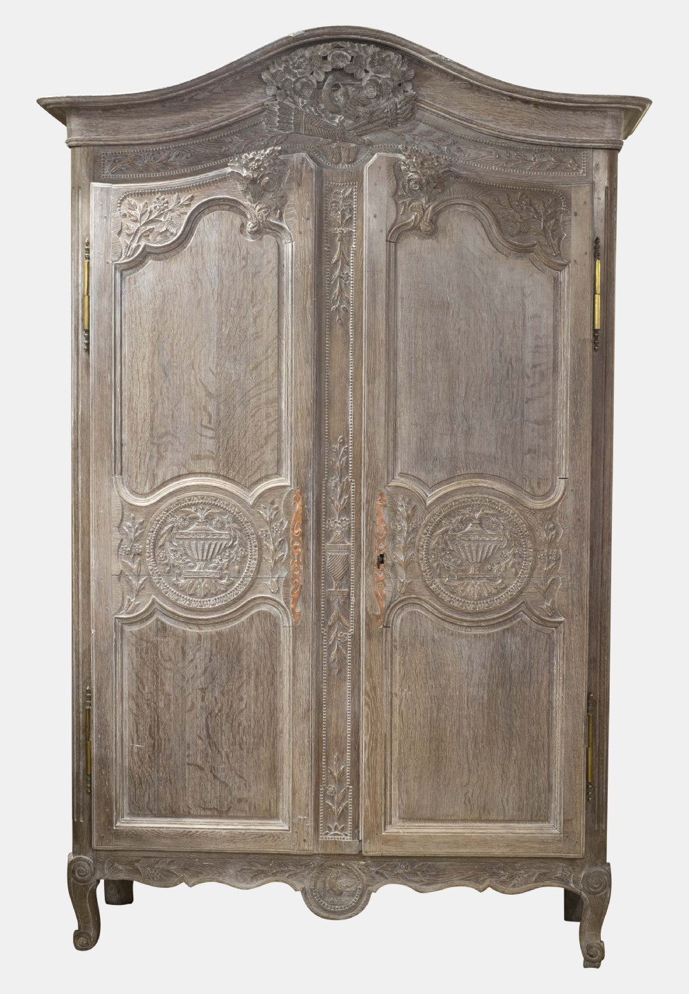 French Limed Oak Marriage Armoire